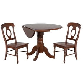 Sunset Trading Andrews Chestnut Round 3pc Dining Set with Napoleon Chairs