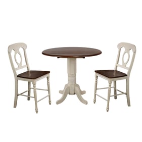 Sunset Trading Andrews White Chestnut Round 3pc Pub Set with Napoleon Stool...