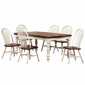 Sunset Trading Cabo Antique White Chestnut Brown 7pc Dining Room Set