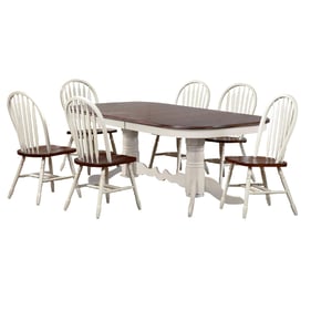 Sunset Trading Andrews White Chestnut Brown Extendable 7pc Dining Set