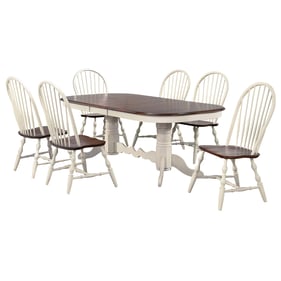 Sunset Trading Andrews White Chestnut Double Pedestal 7pc Dining Set