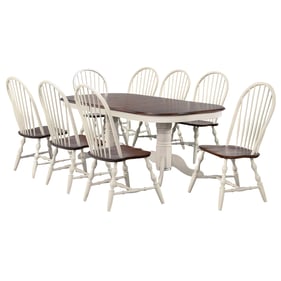 Sunset Trading Andrews White Chestnut Double Pedestal 9pc Dining Set