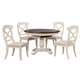 Sunset Trading Andrews White Chestnut Brown 5pc Extendable Dining Set