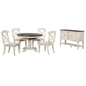 Sunset Trading Andrews White Chestnut Round 6pc Dining Set with Sideboard