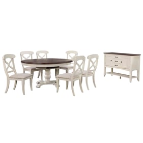 Sunset Trading Andrews White Chestnut Brown 8pc Dining Set with Sideboard