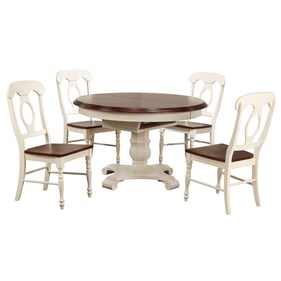 Sunset Trading Andrews White Chestnut Round 5pc Dining Set with Napoleon Ch...