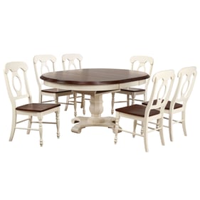 Sunset Trading Andrews White Chestnut 7pc Dining Set with Napoleon Chairs