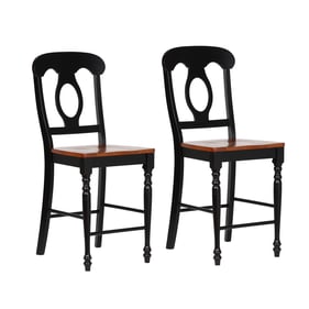 2 Sunset Trading Antique Black Cherry Napoleon Barstools