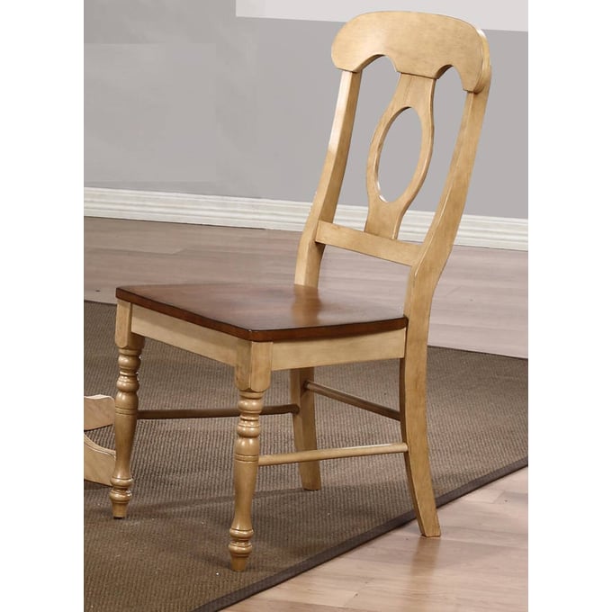 2 Sunset Trading Brook Wheat Pecan Napoleon Dining Chairs The