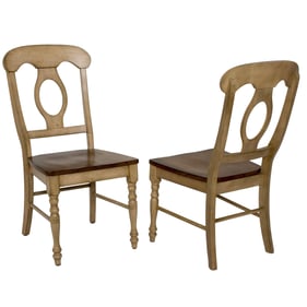 2 Sunset Trading Brook Wheat Pecan Napoleon Dining Chairs