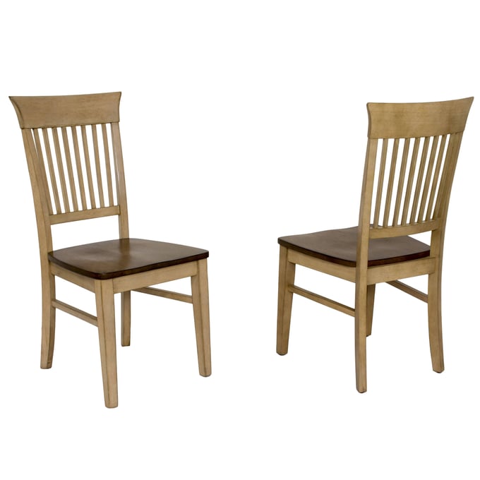 2 Sunset Trading Brook Wheat Pecan Fancy Slat Dining Chairs SST-DLU-BR-C70-PW-2