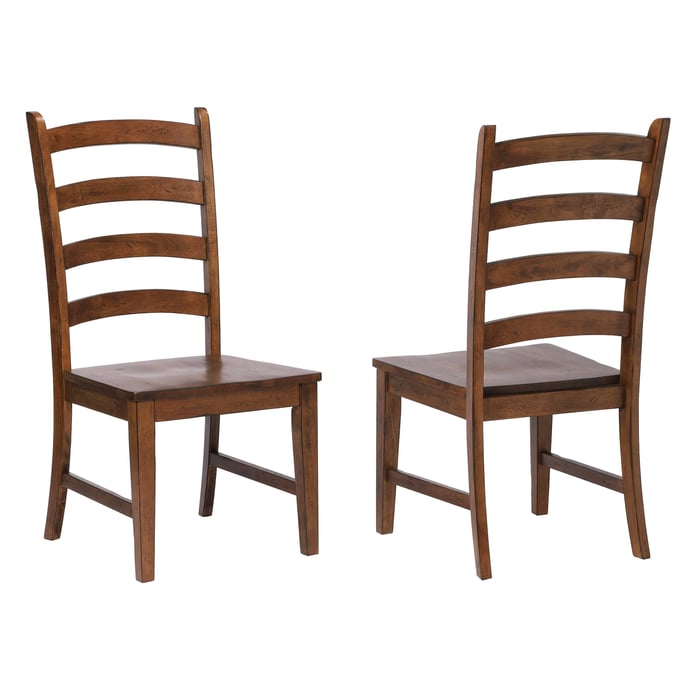 2 Sunset Trading Simply Brook Brown Ladder Back Dining Side Chairs SST-DLU-BR-C80-AM-2