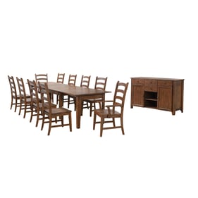 Sunset Trading Simply Brook Brown Wood Extendable 12pc Dining Set