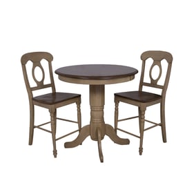 Sunset Trading Brook Wheat Pecan 3pc Pub Set with Napoleon Stools