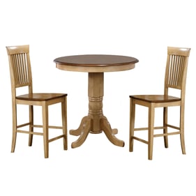 Sunset Trading Brook Wheat Pecan 3pc Pub Set with Fancy Slat Stools