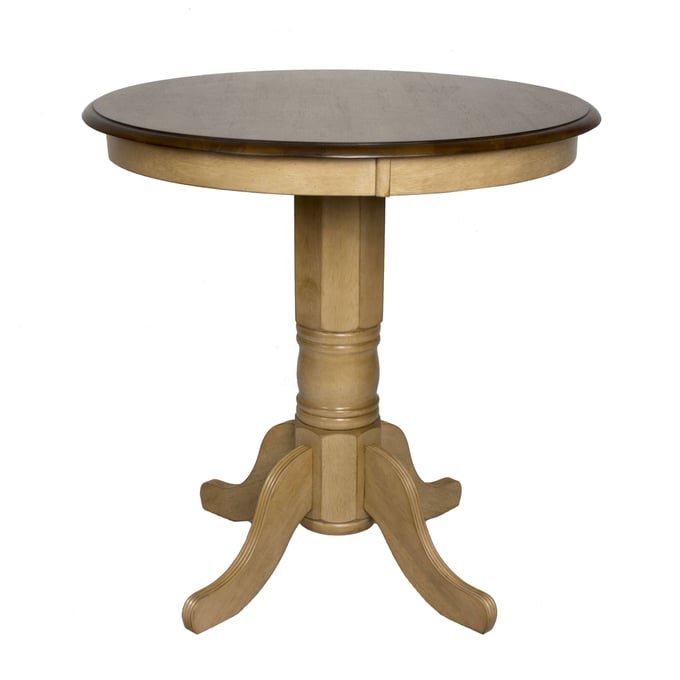 Sunset Trading Brook Wheat Pecan Round Pub Pedestal Dining Table SST-DLU-BR3636CB-PW