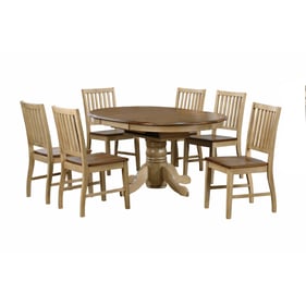 Sunset Trading Brook Wheat Pecan Round Butterfly Leaf 7pc Dining Set