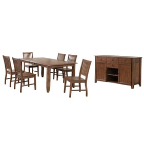 Sunset Trading Simply Brook Brown Extendable 8pc Dining Set