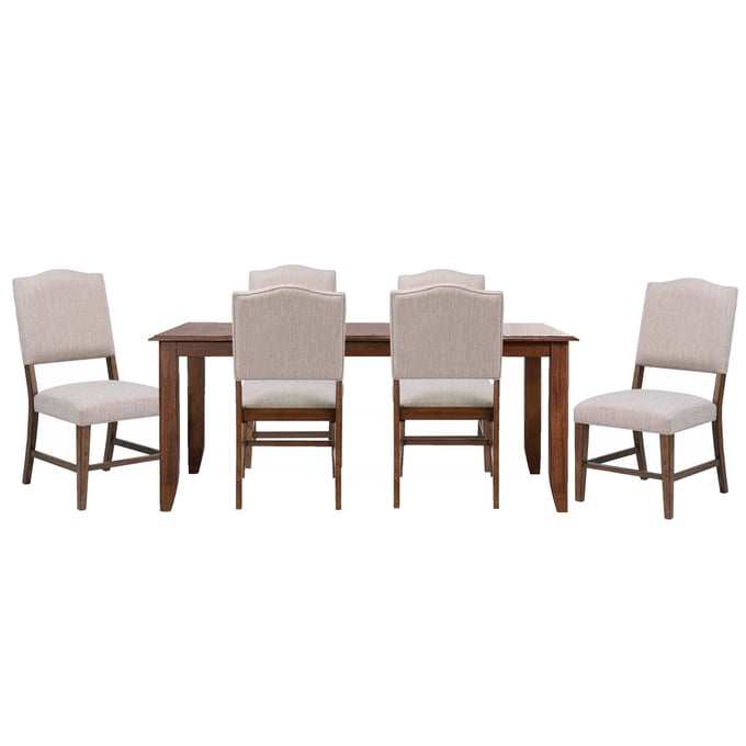 Sunset Trading Puff Amish Brown 7pc Dining Room Set SST-DLU-BR4272-C85-AM7P