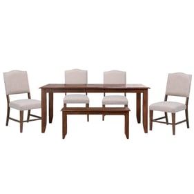 Sunset Trading Puff Amish Brown Upholstered 6pc Dining Room Set