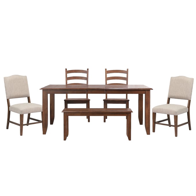 Sunset Trading Puff Amish Brown 6pc Dining Room Set SST-DLU-BR4272-C85-BNC80AM6P