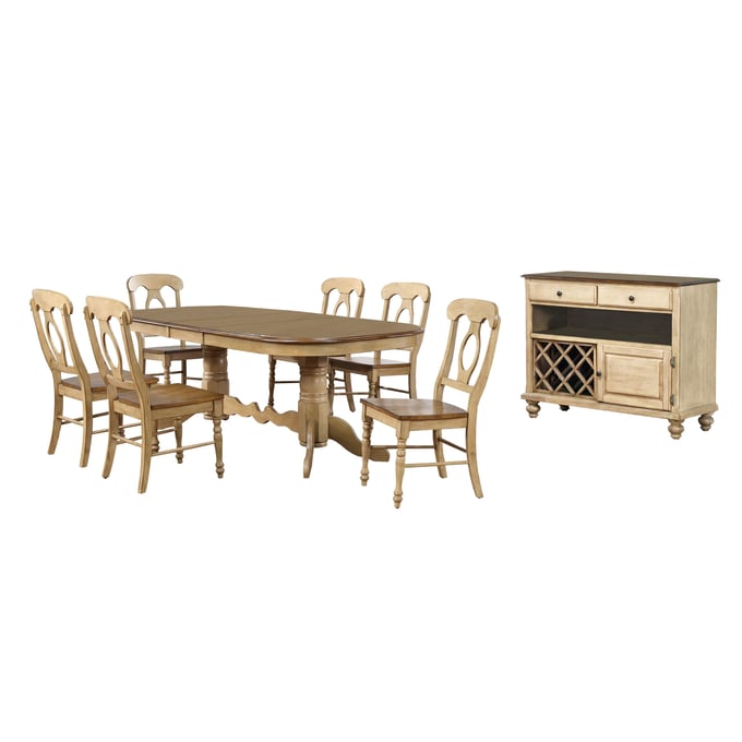 Sunset Trading Brook Wheat Pecan Extendable 8pc Dining Set with Server SST-DLU-BR4296-C50-SRPW8PC