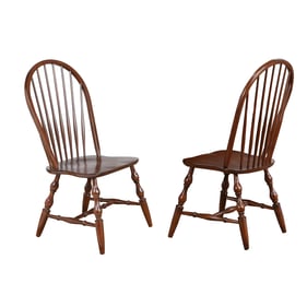 2 Sunset Trading Andrews Chestnut Windsor Spindleback Dining Chairs