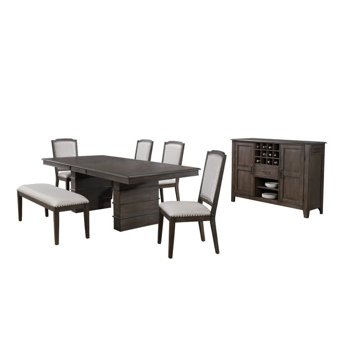 Sunset Trading Cali Gray Brown Extendable 7pc Dining Set SST-DLU-CA113-4C-BNSR7PC