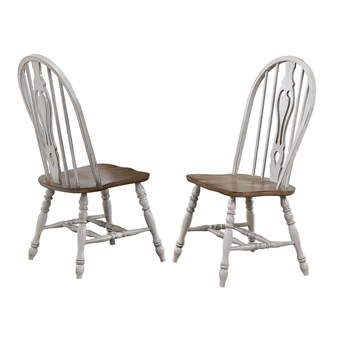 2 Sunset Trading Country Grove Light Gray Brown Keyhole Dining Chairs SST-DLU-CG-124S-GO-2