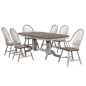 Sunset Trading Country Grove Light Gray Brown Wood 7pc Dining Set