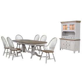 Sunset Trading Country Grove Light Gray Brown Wood 8pc Dining Set