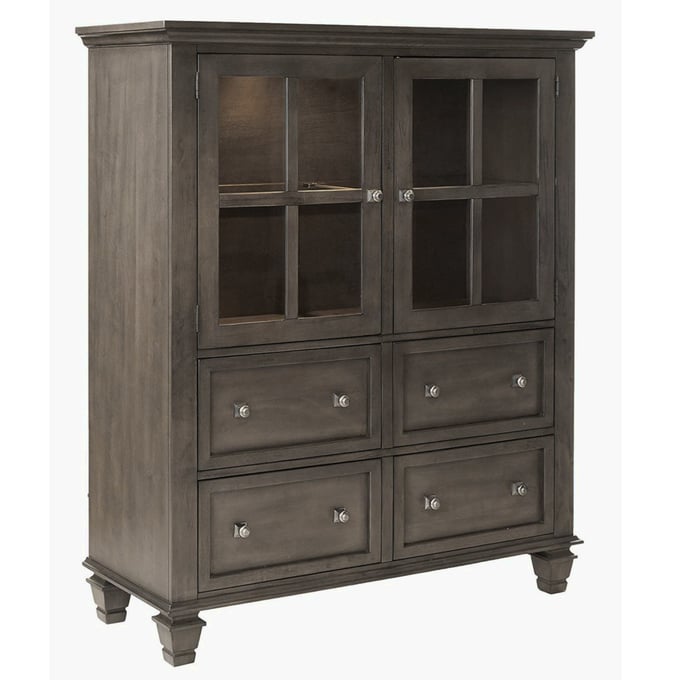 Sunset Trading Shades of Weathered Grey One Piece China Cabinet SST-DLU-EL-DS