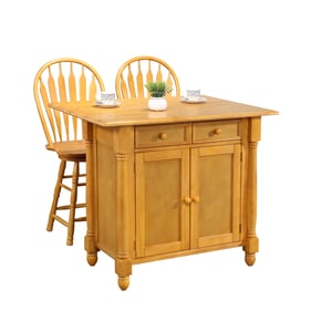 Sunset Trading Selections Light Oak Drop Leaf 3pc Kitchen Island Set