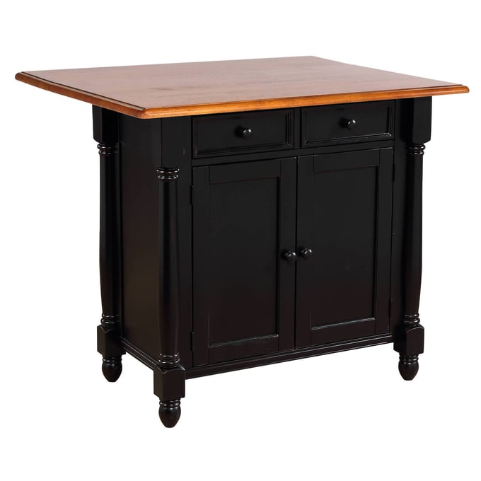 Sunset Trading Antique Black Cherry Drop Leaf Top Kitchen Island SST-DLU-KI-4222-BCH