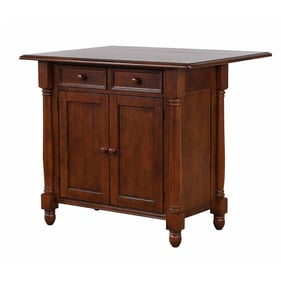 Sunset Trading Andrews Distressed Chestnut Brown Drop Leaf Kitchen Island