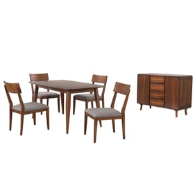 Sunset Trading Mid Century Danish Walnut 6pc Dining Set