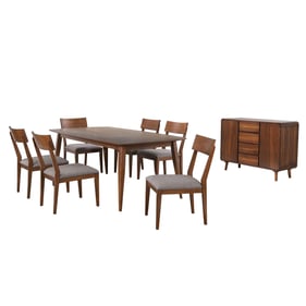 Sunset Trading Mid Century Danish Walnut 8pc Dining Set