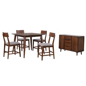 Sunset Trading Mid Century Danish Walnut 6pc Counter Height Pub Set