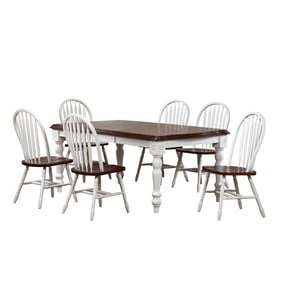 Sunset Trading Andrews White Chestnut 7pc Dining Set with Arrowback Chairs