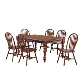 Sunset Trading Andrews Chestnut 7pc Dining Set with Arrowback Chairs