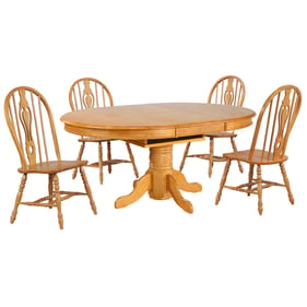 Sunset Trading Selections Light Oak Pedestal 5pc Dining Set with Keyhole Ch...