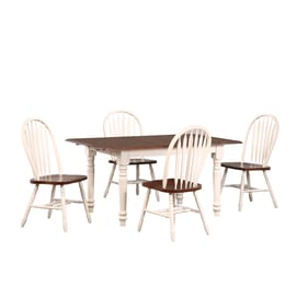 Sunset Trading Andrews White Chestnut 5pc Dining Set with Arrowback Chairs