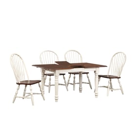 Sunset Trading Andrews White Chestnut 5pc Dining Set with Windsor Spindleba...