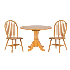 Sunset Trading Selections Light Oak 3pc Dining Set with Arrowback Chairs