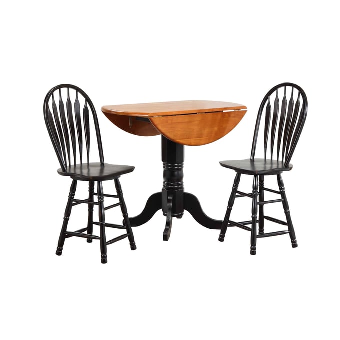 Sunset Trading Black Cherry 3pc Pub Set with 24 Inch Swivel Barstools SST-DLU-TPD4242CB-B24-AB3PC