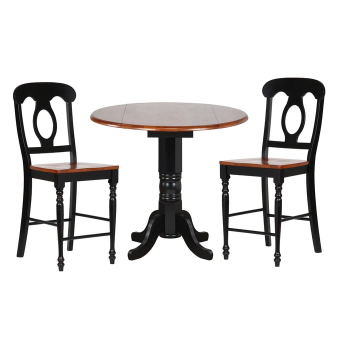 Sunset Trading Black Cherry Round 3pc Pub Set with Napoleon Stools SST-DLU-TPD4242CB-B50-BCH3PC