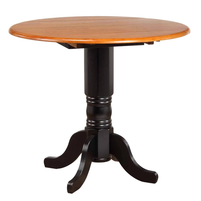 Sunset Trading Antique Black Cherry Round Drop Leaf Pub Table SST-DLU-TPD4242CB-BCH