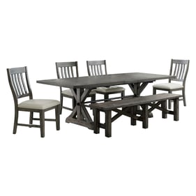 Sunset Trading Trestle Distressed Gray 6pc Dining Set with Bench