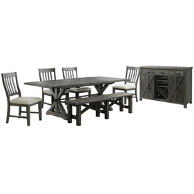 Sunset Trading Trestle Distressed Gray 7pc Dining Set with Bench