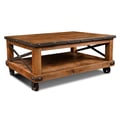 Sunset Trading Rustic City Coffee Table| Cocktail Table| Shelf | Wheels